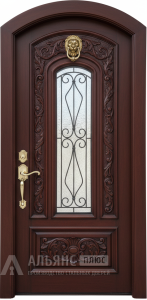 Входная дверь для дома с утеплителем минеральная вата и коваными элементами №10 внешняя - фото