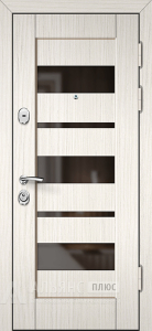 Входная дверь белая с темным остеклением №9 внешняя - фото